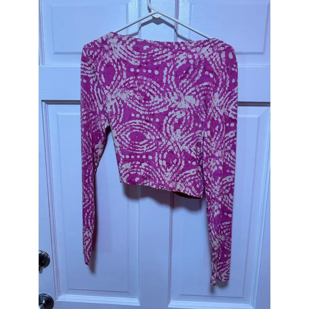 Anthropologie Daily Practice Wrap Top Pink Combo Size Medium